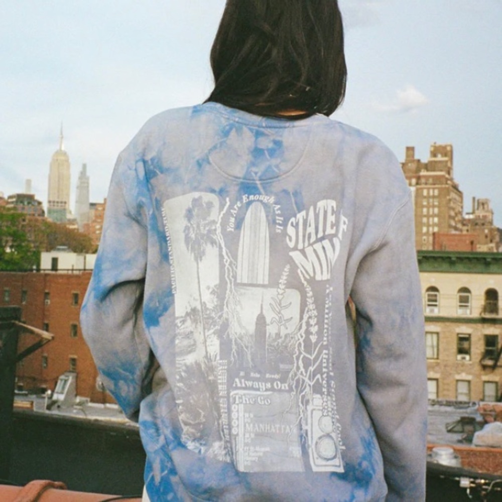Elena Taber State of Mind Collage Tie Dye Crew